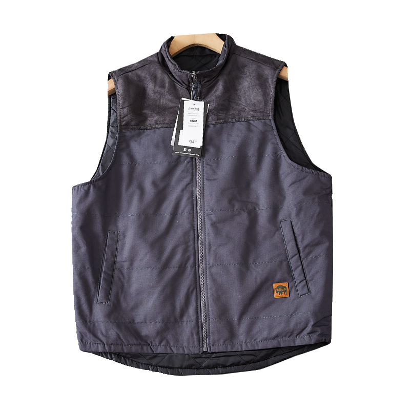 内里夹棉！麂皮绒拼接！外贸男士立领休闲百搭保暖马甲背心外套冬,淘宝优惠券,粉丝福利购,淘宝优惠卷