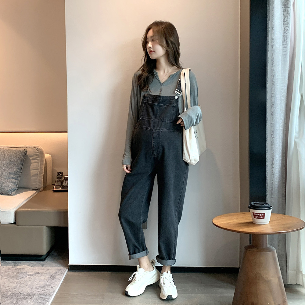 减龄显瘦～孕妇背带裤套装春秋装外穿大码休闲牛仔哈伦裤孕妇裤子,淘宝优惠券,粉丝福利购,淘宝优惠卷