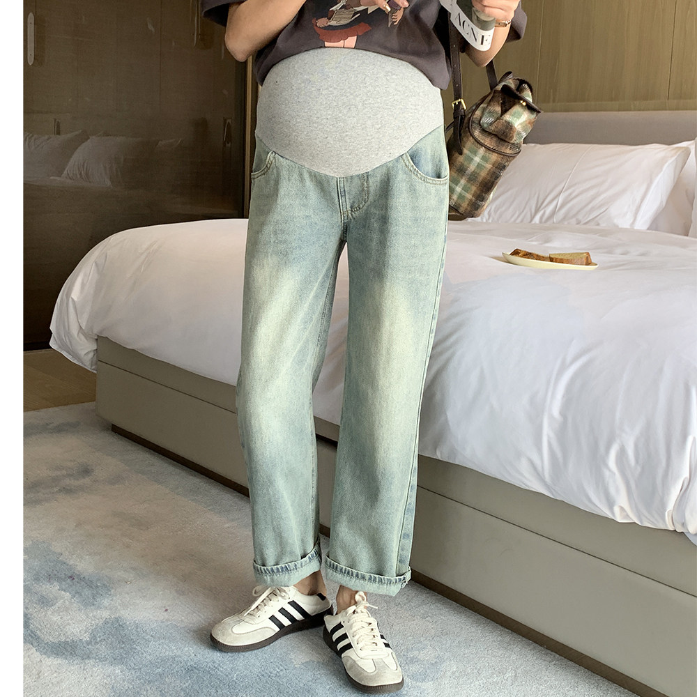 孕妇牛仔裤春秋季外穿2026新款直筒宽松休闲裤复古水洗托腹老爹裤,淘宝优惠券,粉丝福利购,淘宝优惠卷