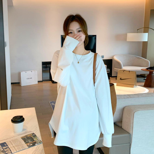 诺初◆孕妇装上衣新款孕期长袖圆领打底衫内搭大码春季薄款T恤女 - 图3