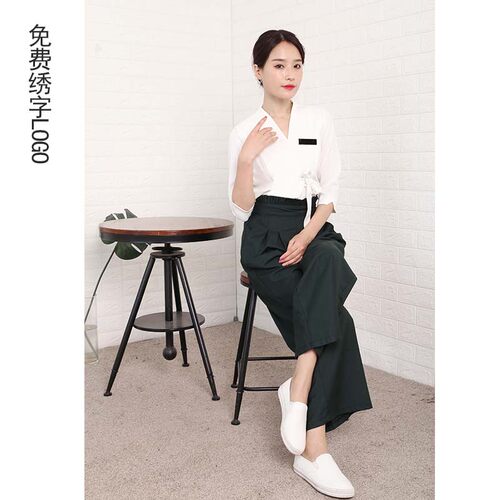 夏季美容师美容院足浴养生会所足疗短袖气质按摩技师工作服女套装 - 图0