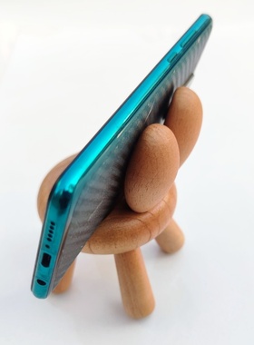 桌面卡通实木微型摆件手机架创意