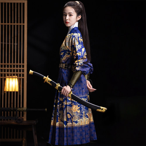 大明朝飞鱼服锦衣卫绣春刀男女士款国风明制贴里汉服曳撒蟒袍春夏 - 图0