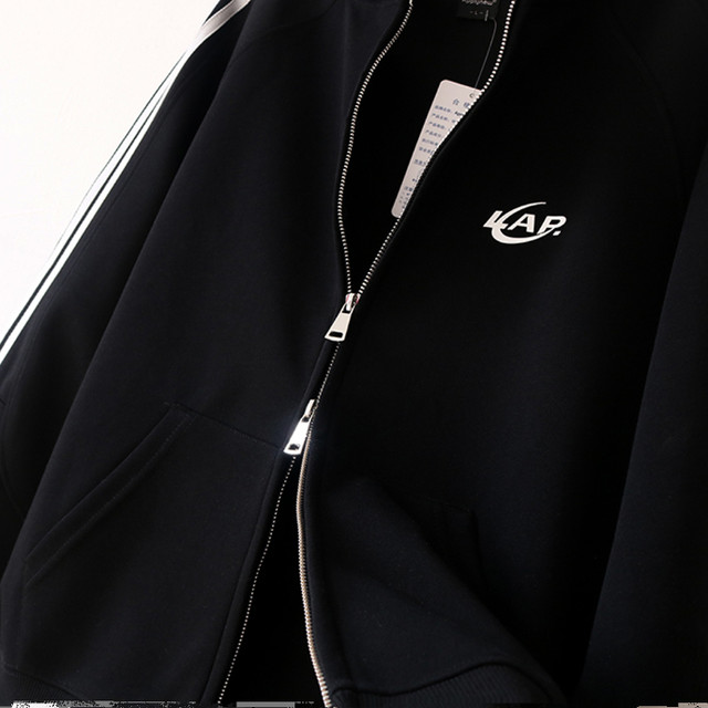 Three-stripe cardigan hooded zipper sweatshirt for men, spring trendy brand couple jacket, sports long-sleeved top, couple style for women