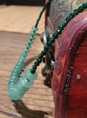 新国潮小清新青玉切面水晶颈链短链短链颈饰