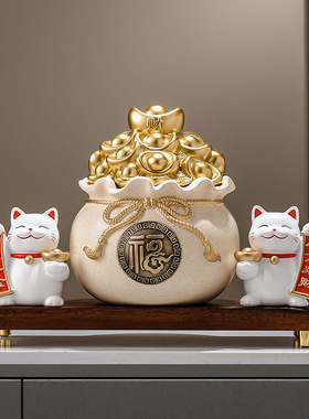 新中式招财猫收纳摆件
