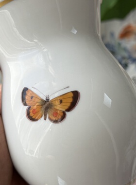 现货欧洲中古瓷器收藏德国Meissen 2款自然主义手绘桌面花瓶1等