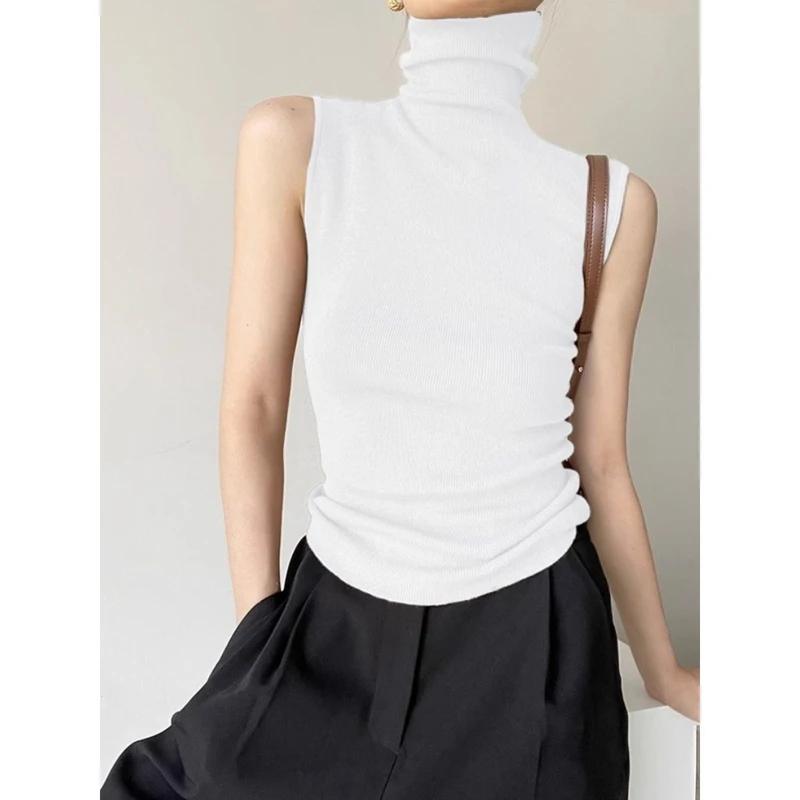 黑色高领吊带背心女秋冬季高级感皮草内搭针织打底无袖堆堆领上衣,淘宝优惠券,粉丝福利购,淘宝优惠卷