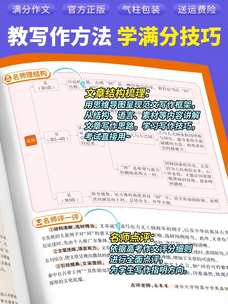 腾远高考2024新版高考满分作文名校模考高中语文作文素材专项训练书语文英语任选高一二三解题达人优秀作文范文大全议论文写作模板 - 图2