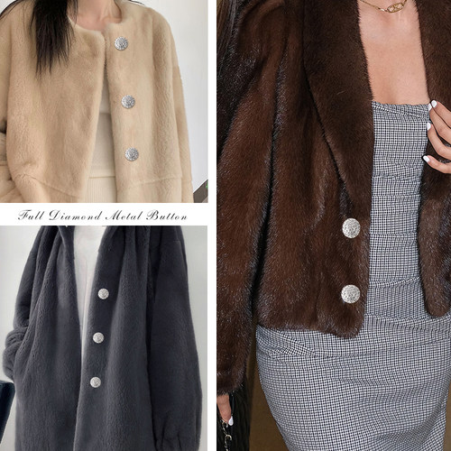 高档水钻镶钻皮草貂皮大衣纽扣百搭金属女上衣毛衣风衣外套大扣子 - 图2