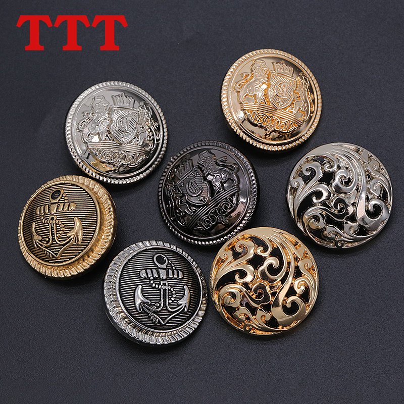 高档金属大衣风衣纽扣扣子西装外套扣子圆形毛呢男女金色钮扣百搭 - 图3