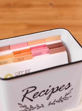 复古木质 Recipe 标签收纳盒厨房调料盒桌面收纳摆件家居装饰品
