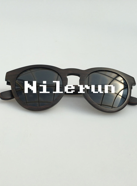 墨镜圆形黑檀木偏光太阳镜