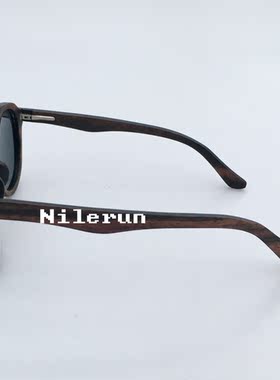 墨镜鼻梁黑檀木圆形金属太阳镜