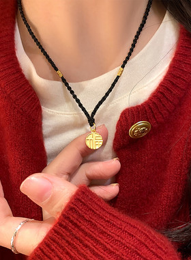 Winy足银999金色项链福生日礼物送女友新款时尚小众设计高级感