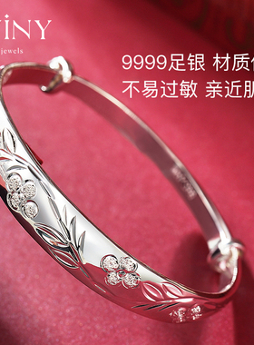 winy9999足银手镯年轻款送妈妈