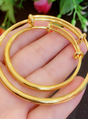 美甜美女沙金黄铜推拉手镯不掉色