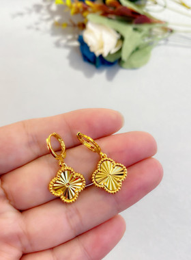 沙金黄铜项链四叶昌草不掉色项链