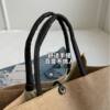 New fashionable and versatile linen hand-held shopping bag, large-capacity women's bag, shoulder crossbody bag, canvas commuter tote bag