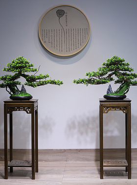 摆设新中式风茶室玄关桌迎客松