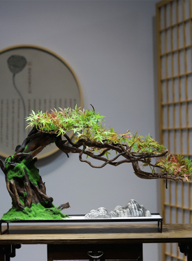 御景仿真装饰客厅迎客松