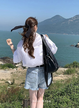 南韩碎花~黑系发圈女飘带发饰