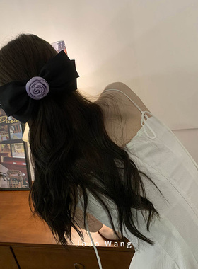 高级！玫瑰蝴蝶结发夹女头饰