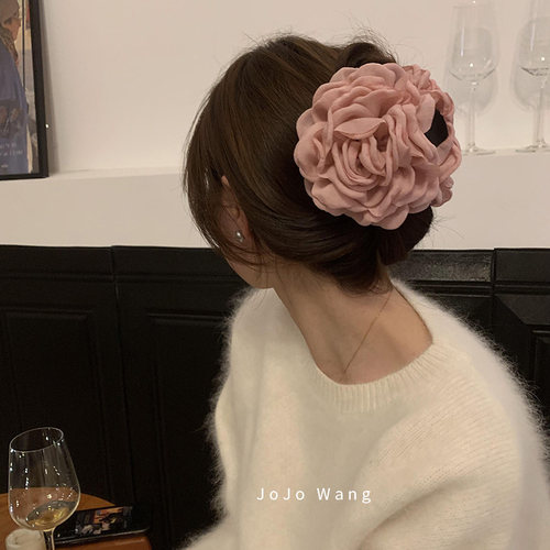 ins博主爆爱~Caro同款花朵法式发抓大花发夹高级感盘发头饰发饰女 - 图3