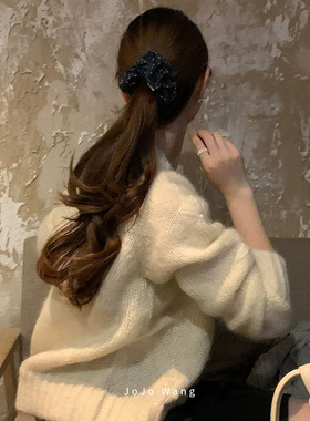 南韩日常~碎花气质发圈扎头发饰