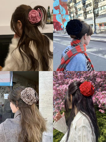 ins博主爆爱~Caro同款花朵法式发抓大花发夹高级感盘发头饰发饰女 - 图2