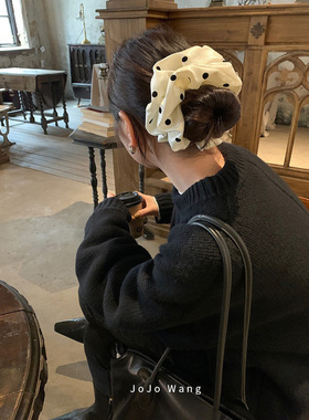 这个质感超绝！珠光点点气质大肠发圈女扎头发饰洋气韩国时尚头绳