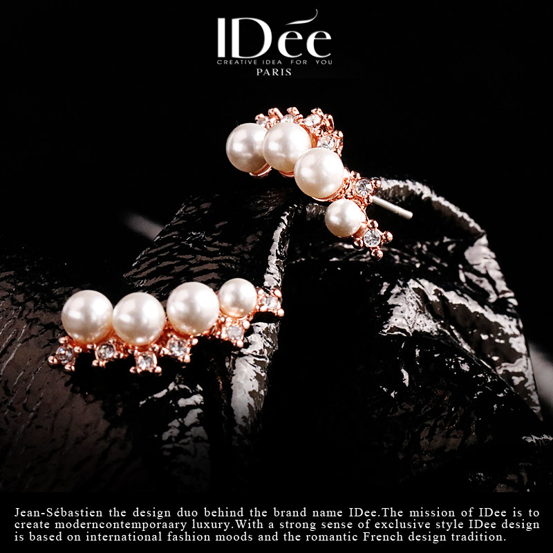 法国idee玫瑰金色女高级感百搭耳钉 idee耳钉