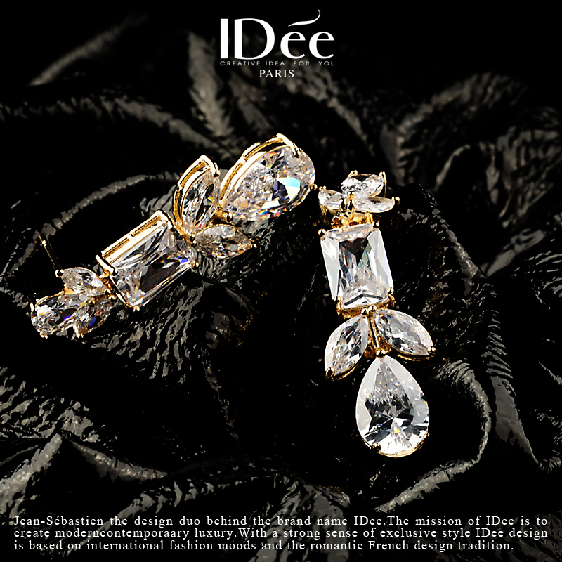 法国idee流光女高级感闪钻婚礼耳坠 idee耳钉