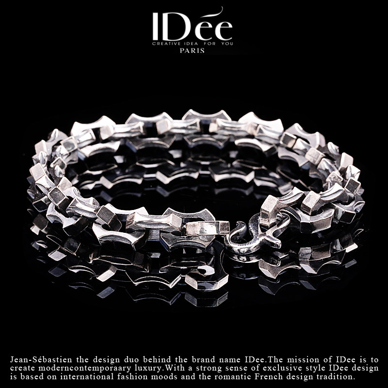 法国idee锋锐潮男个性925纯银手链 idee手链