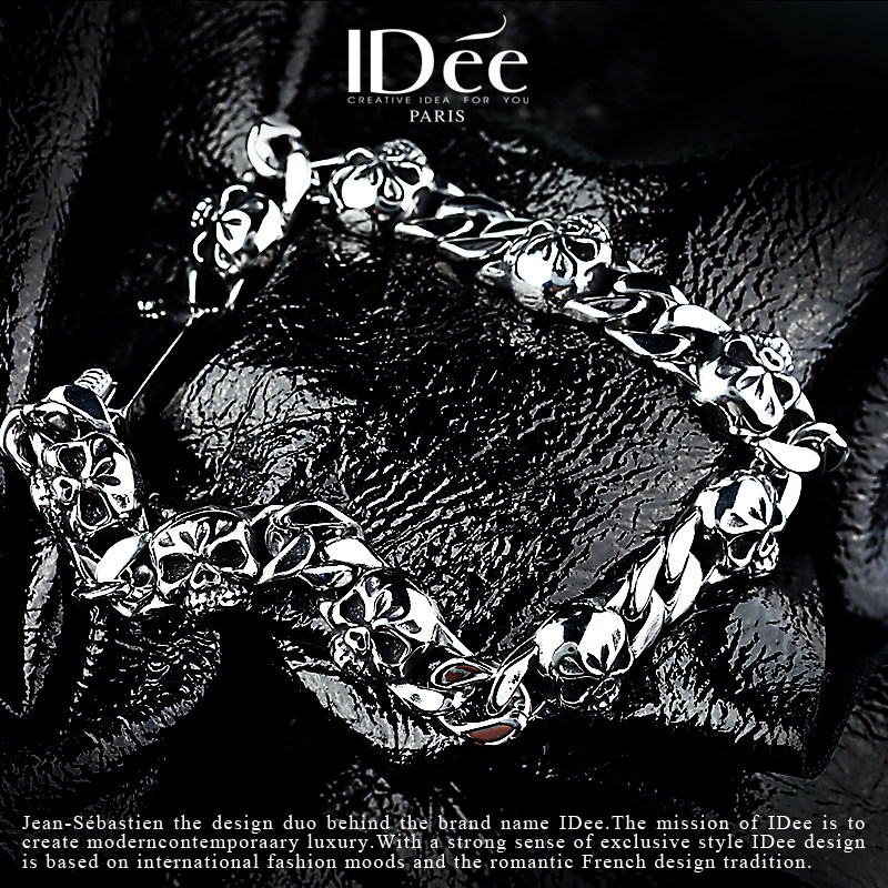 法国idee骷髅男潮牌复古嘻哈手链 idee手链