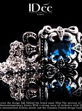 法国IDee项链男生潮牌复古十字架银色吊坠个性百搭饰品配饰