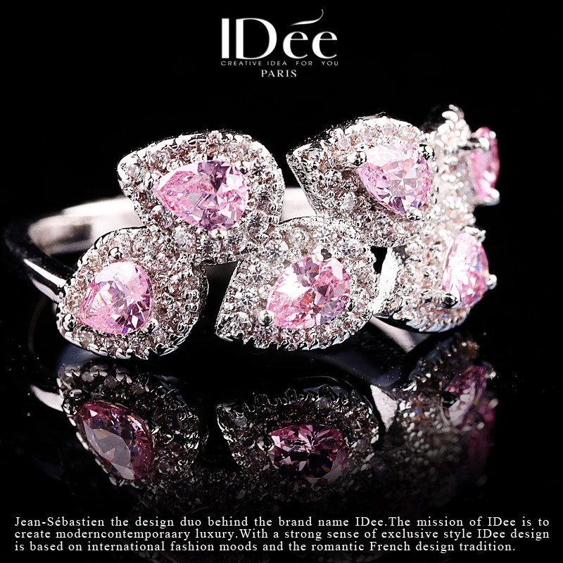 法国idee女潮高级感桃花粉钻戒指 idee戒指/指环