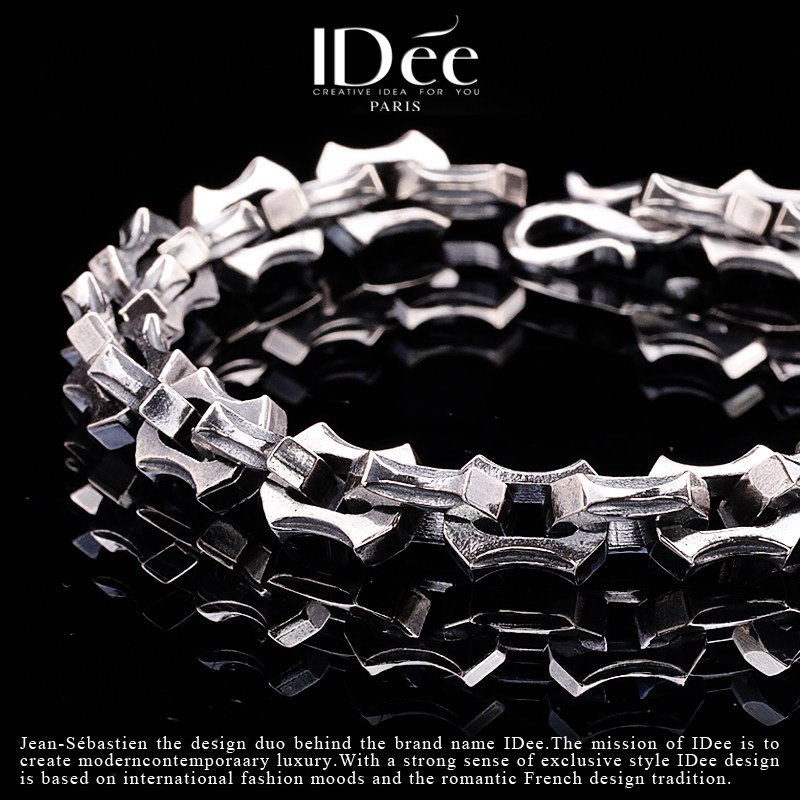 法国idee锋锐潮男个性925纯银手链 idee手链