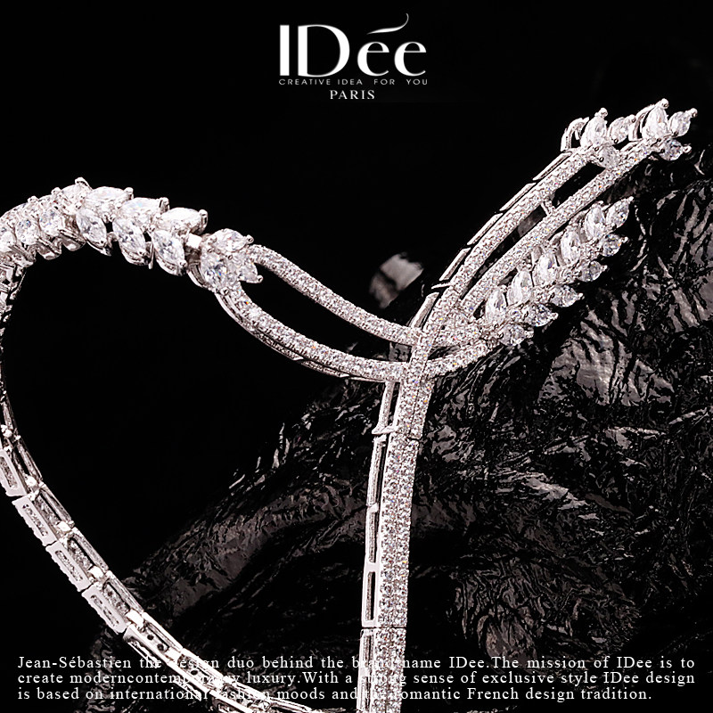 法国idee牵绊闪钻女时尚宴会吊坠 idee项链