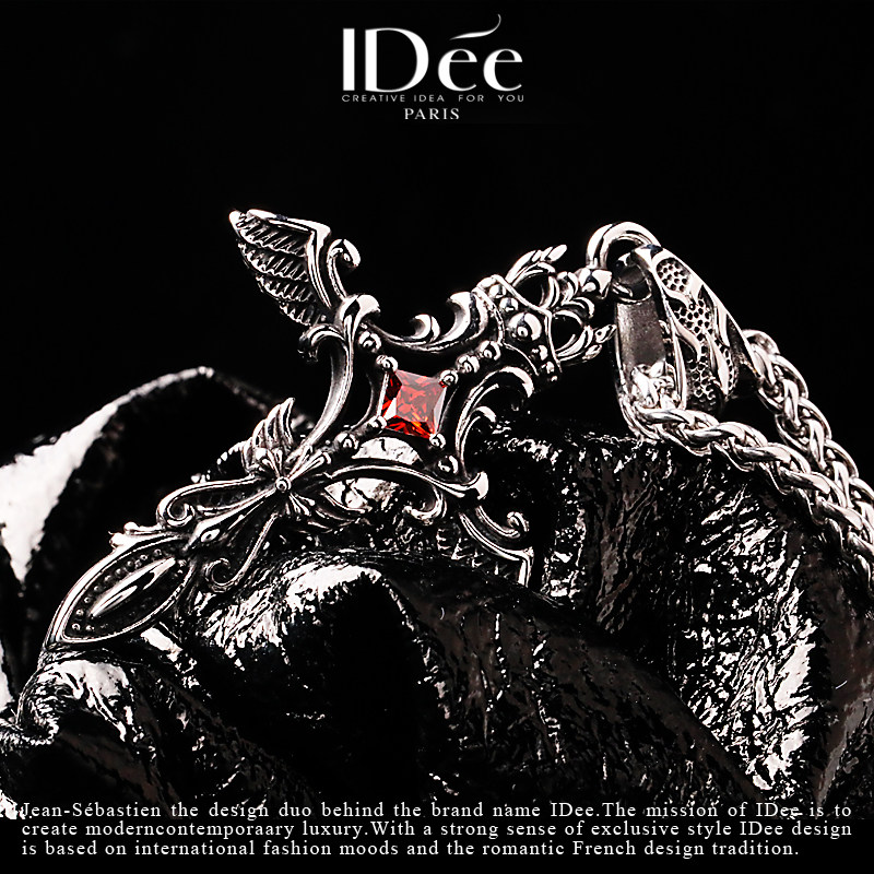 法国idee红钻十字架男潮牌羽翼挂坠 idee项坠/吊坠