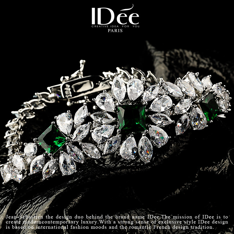 法国idee辉映祖母绿绿宝石女感手链 idee手链