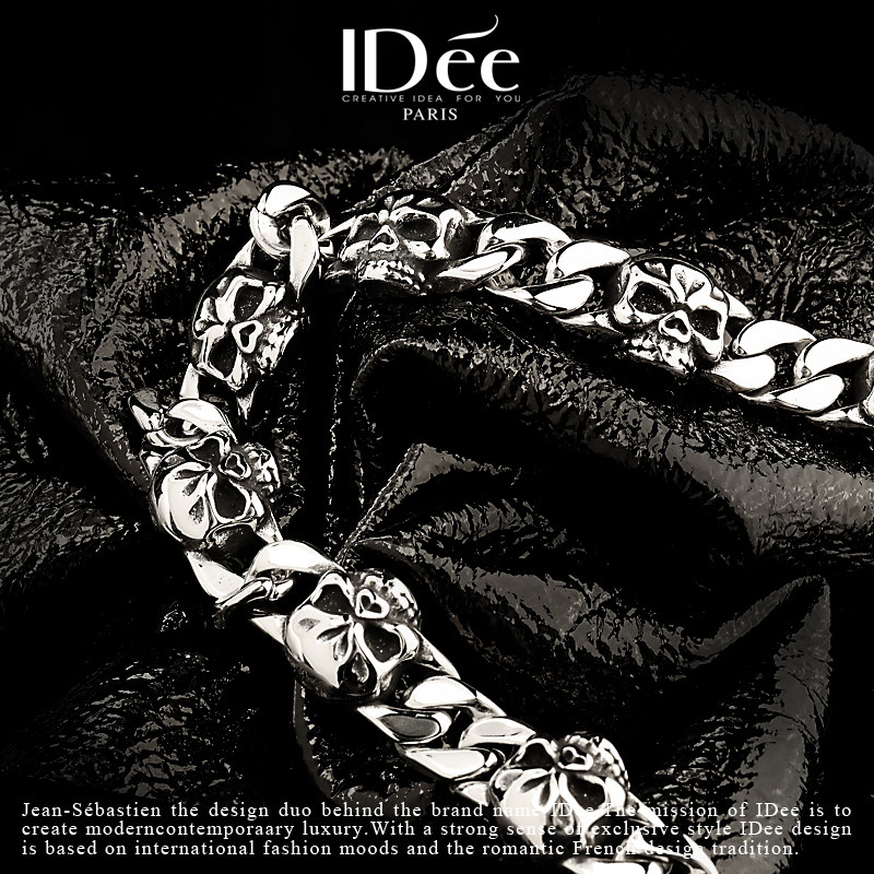 法国idee骷髅男潮牌复古嘻哈手链 idee手链