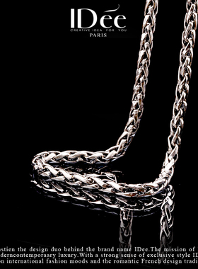 法国idee无吊坠纯银男泰银项链