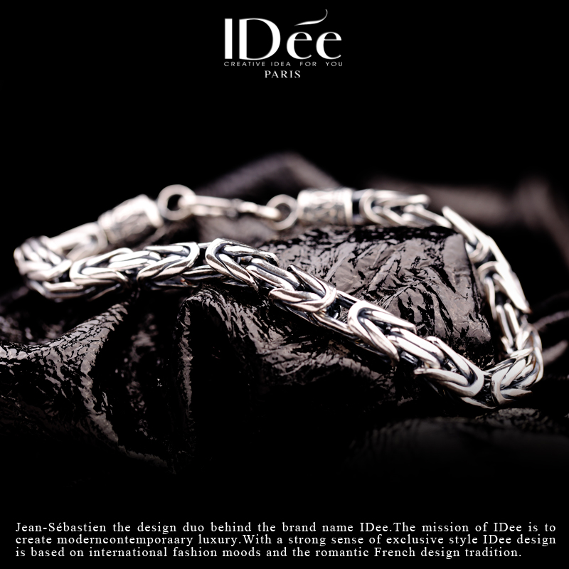 法国idee环环相扣男士高级感银手链 idee手链
