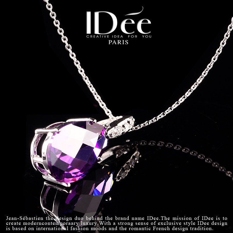 法国idee紫水晶女潮纯银925银饰 idee项坠/吊坠
