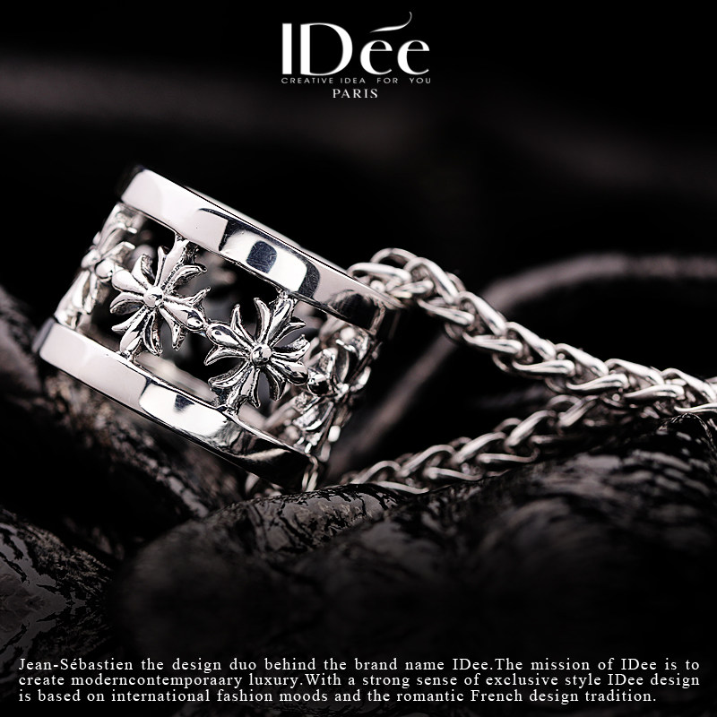 法国idee十字架环925潮男感银项链 idee项链