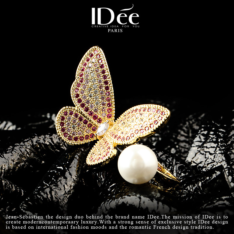 法国idee蝴蝶女时尚潮牌个性指环 idee戒指/指环