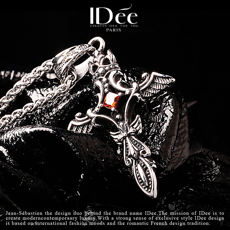 法国idee红钻十字架男潮牌羽翼挂坠 idee项坠/吊坠