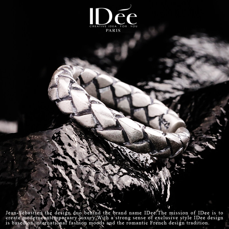 法国idee编织男女潮牌嘻哈银戒指 idee戒指/指环