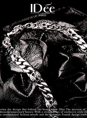 法国IDee骷髅项链男银色